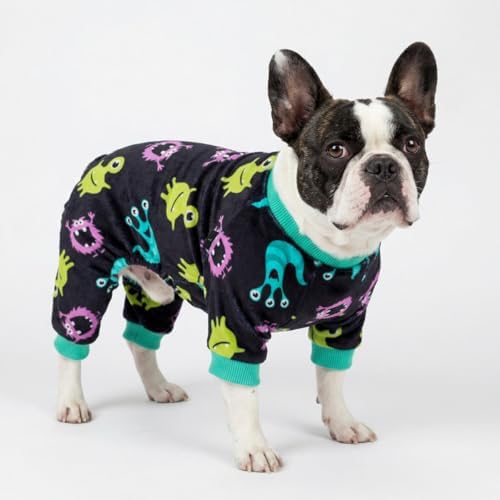 Fitwarm Cute Monster Halloween Dog Pajamas, Funny Costumes for Small Dogs Boy Girl, Festive Pet Clothes, Green, Purple, Black, XL