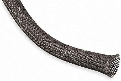 TECHFLEX Expandable Braided Sleeving, I.D.: 0.125", Length: 10 ft, Black