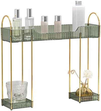 YCIA&DONE Bathroom Countertop Organizer Over The Faucet, Narrow Counter Organizers Above Sink, Table Mounted Faucet Sink Shelf for Kitchen, Toilet, Laundry(Vintage Green)