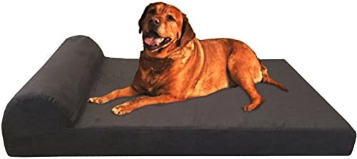 Dogbed4less Premium HeadRest Pillow Orthopedic Cool Memory Foam Dog Bed for Large Dogs, Waterproof Lining with Washable Suede Espresso Cover, Extra Large 47X29 Inches