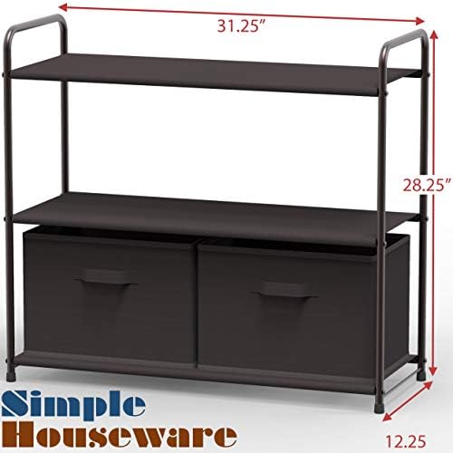 Simple Houseware 3-Tier Closet Storage with 2 Drawers, Brown