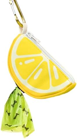 Lemon Dog Poop Bag Holder - Cute Leash Dispenser for Dog Walking | Dog Poop Bag Holder & Trash Carrier, Leash Attachable Dispenser for Poop Bags, Cute Durable Walking Accessory