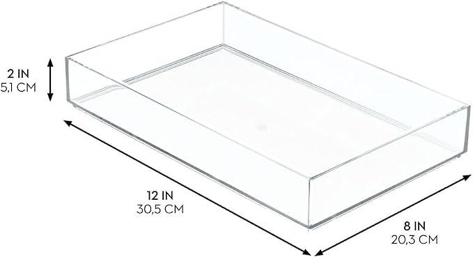 iDesign Clear Drawer Organizer | Plastic Tray, Makeup Storage, Bathroom Vanity, Dresser or Desk