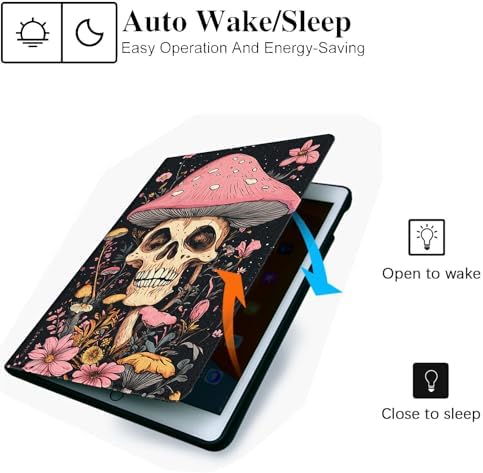 for Microsoft Surface Pro 11/10/9-13" 2024/2022 Tablet Case,Auto Wake/Sleep,Adjustable Stand Protective Cover - Skull Mushroom Flower