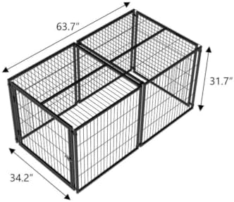 63.7" Large Dog Crate with Top, Heavy Duty Metal Indoor Dog Cage Furniture for Medium Dogs, Extra Large Pet Kennel Playpen with Flexible Door Placement, Black
