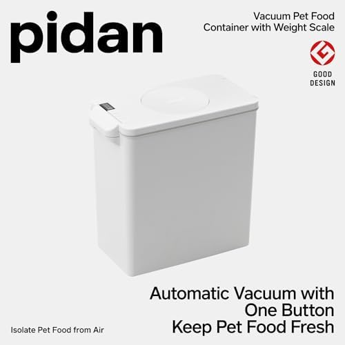 pidan Vacuum Pet Food Storage with Scale,Airtight Dry Pet Food Bucket 17lb,Food Storage Container for Dogs Cats,Vacuum Sealed Storage Bin with Scoop,Rechargeable,15L