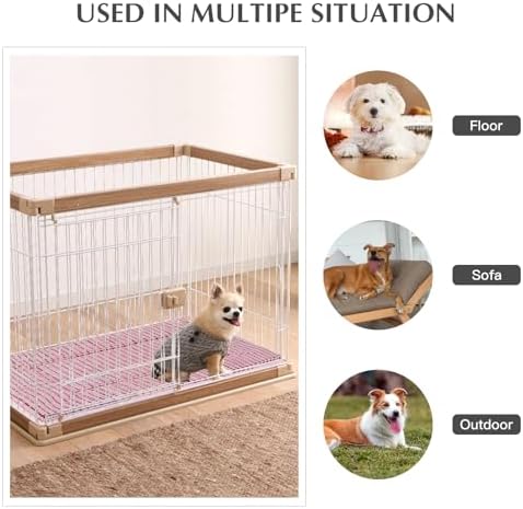 BVAGSS Reversible Dog Crate Pad, Memory Foam Pet Bed Mat, Soft Warm Machine Washable Sleeping Kennel Mattress for Small Medium Dogs XH079 (36''x23''x1.6'',Pink)