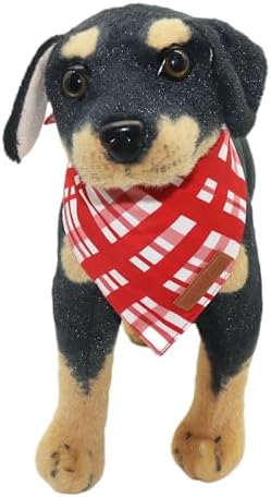 Realeaf Valentine's Day Dog Bandanas 2 Pack, Reversible Red Plaid Heart Dog Scarf for Boy and Girl, Premium Durable Fabric, Holiday Love Bandana for Large and Extra Large Dogs Pets (Large)