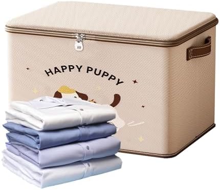 Storage Lock Box Waterproof Stackable Organizer with Puppy Pattern | Locking Storage Box for Package Toy Delivery Travel Closet Garage Bedroom Bathroom Kitchen