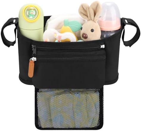 Accmor Universal Stroller Organizer with Detachable Phone Bag and Diaper Pocket, Stroller Bag Caddy Organizer Stroller Accessories for Uppababy, Baby Jogger, Nuna, Doona, Britax Strollers