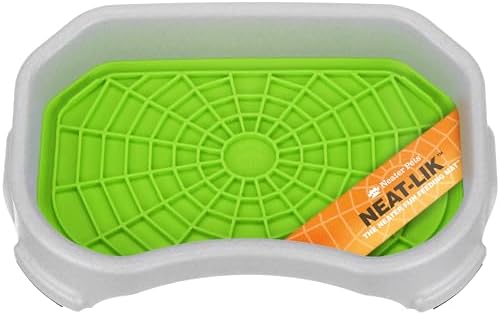 Neater Pets Neat-LIK Dog Lick Mat w/Mess-Proof Tray, Lick Mat for Dogs, Cats, Puppy, Reduces Anxiety & Boredom, Peanut Butter Slow Feeder, Interactive Treat Licking Pad (Green/Vanilla Bean)