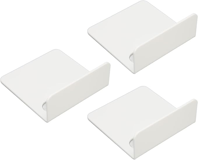 lyrlody 3 PCS Small Security Cameras Wall Shelf, Acrylic Floating Shelf with 6 Cable Clips 10 Tapes, No Drill Adhesive for Bedroom Living Room Office (White)