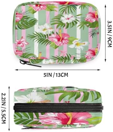 Travel Pill Organizer Pink Green Stripe Flowers Small Pill Case