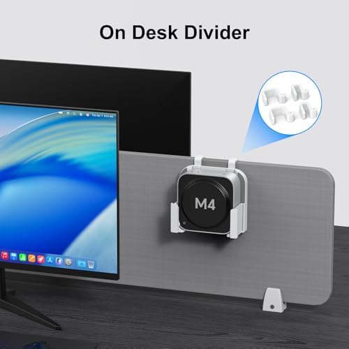 VESA Mount for Mac mini M4 with Storage Baskets – Wall & Monitor Mounting Bracket, Anti-Scratch & Non-Slip Design, Full Port Access, Compatible with VESA 75x75mm & 100x100mm, Not for M1/M2