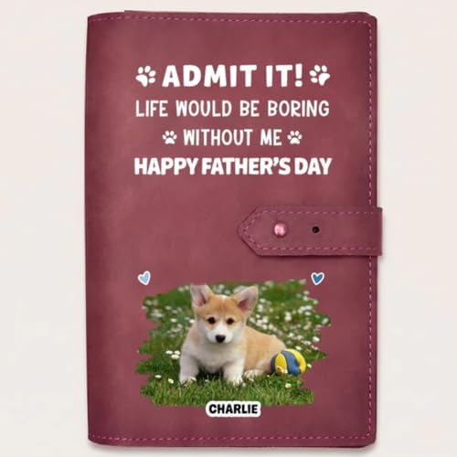 Admit It Life Would Be Boring Without Us Leather Charger Bag, Personalized Dog Dad Leather Charger Bag with Photo and Name, Fathers Day Dog Dad Lovers Tech Travel Case, Pet Daddy Gift on Father's Day
