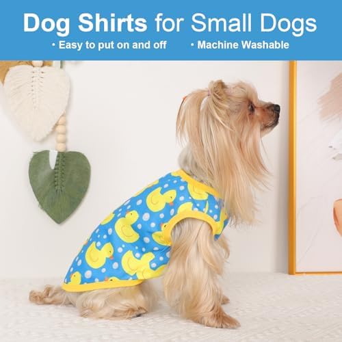 Dog Shirt Vest Dog Clothes for Small Dogs Boy Girl Stretchy Summer Puppy T-Shirts Soft Breathable Lightweight Puppy Sweatshirt Pet Cat Outfit (Blue Duck, X-Small)