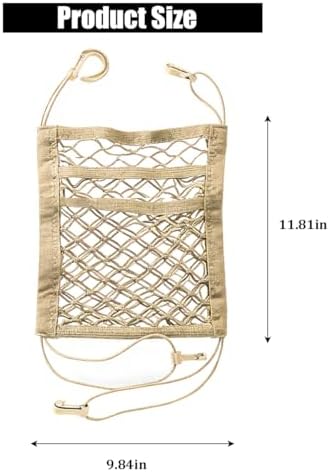 Car 3-Layer Car Mesh Organizer, Stretchable Seat Back Net Storage Pouch Pet Kids Barrier for Driving Safely, Automotive Driver Cargo Tissue Handbag Netting Holder Pocket, Universal Fit