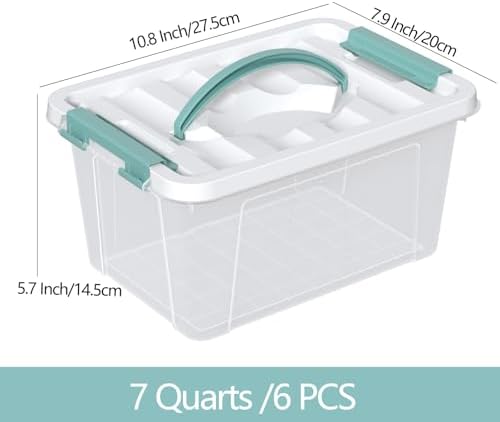 Zopnny 7-Quart Storage Bins with Lids, Stackable Plastic Totes, 6-Pack