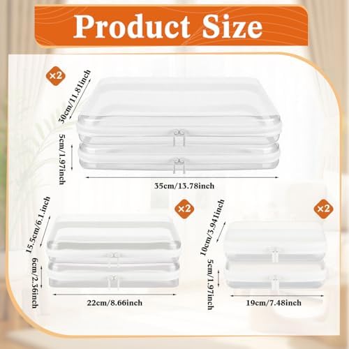 6Pcs Clear Hard Shell Zipper Case Set Travel Organizer, Hard Plastic Zipper Pouches White Storage for Makeup, Toiletry, Office Supplies & Kids Toys