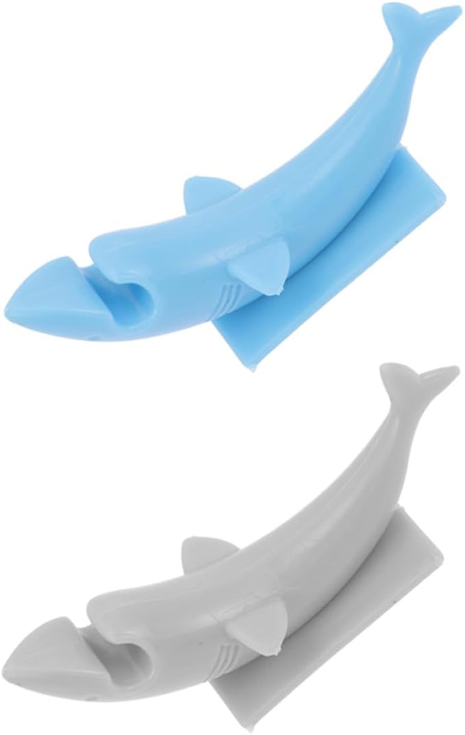 2pcs Silicone Cord Organizer Animal Shape Blue Adhesive Clips