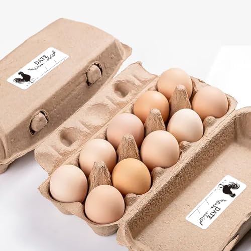 180 Pcs Farm Eggs Laid on Stickers Collected Date Writable, 1x2.64 Inch(2.5x6.7cm) Chicken Egg Carton Labels PET Adhesive Egg Packaging Stickers for Egg Carton Box Container