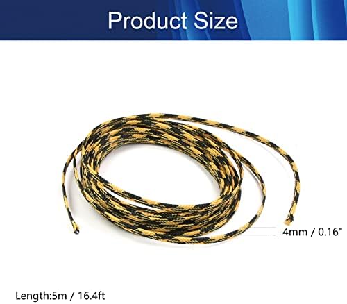 Jutagoss PET Expandable Braided Cable Sleeve, 16.4ft - 3/16 inch Black Yellow Cable Management Sleeve, Wire Loom Tube Cord Protector for USB Cable, Power Cord, Audio Video and More, 1Pc