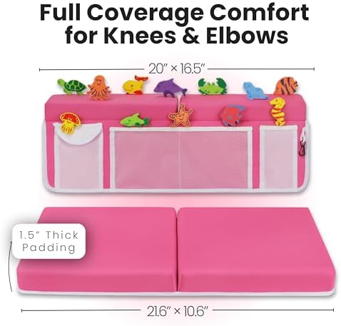 Certified Bath Kneeler 1.5" Padding Bath Kneeler and Elbow Rest Pad Set | 8 suction cups, non-toxic, fast dry bath kneeling pad for bath tub, toy organizer, kneeling pad for bathing baby by Supa Ant
