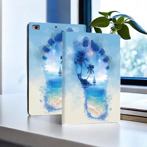 for Microsoft Surface Pro 11/10/9-13" 2024/2022 Tablet Case,Auto Wake/Sleep,Adjustable Stand Protective Cover - Star Beach Footprint