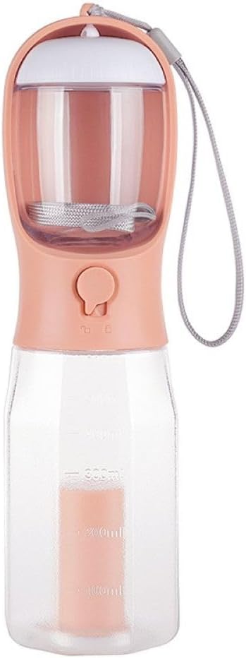 Three-in-one Portable Multi-Functional Pet Cup (Includes 1 Roll of Poop Bag) (Capacity 20 oz Water, 100 gm Food) (Orange Powder)