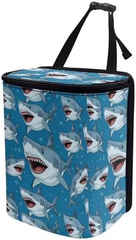 DISNIMO Cartoon Shark Car Trash Can with Lid Cute Car Accessories Leak Proof Car Trash Bag Hanging Car Garbage Can Multipurpose Storage Container for Back Seat Road Trip
