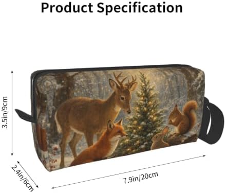 Woodland Christmas Gathering Makeup Bag for Women, Cosmetic Pouch | Double-Sided Woodland Christmas Cosmetic Organizer with Foam Padding for Women, Travel, Gym, School, and Daily Storage