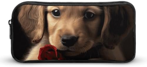 Cute Pet Dog Pencil Case Office Stationery Organizer Simple Sturdy Zipper Closure Portable Pencil Bag Office Travel Multi-Purpose Bag
