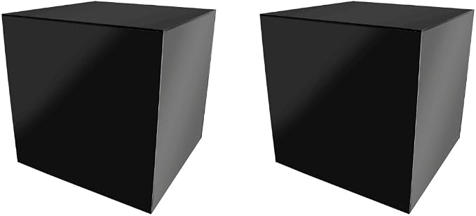 2 Pack 14" Acrylic Display Riser Box with One Open Side No Lid Versatile Glossy Black Square Retail Merchandise Storage Bin or Product Platform by Marketing Holders