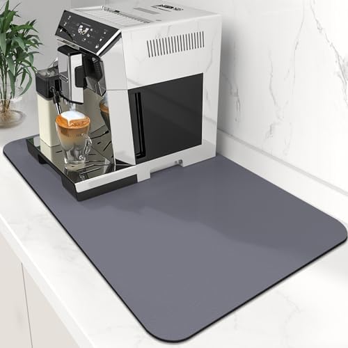 Coffee Mat Super Absorbent Dish Drying Mat Coffee Bar Mat 12"x 19", Grey