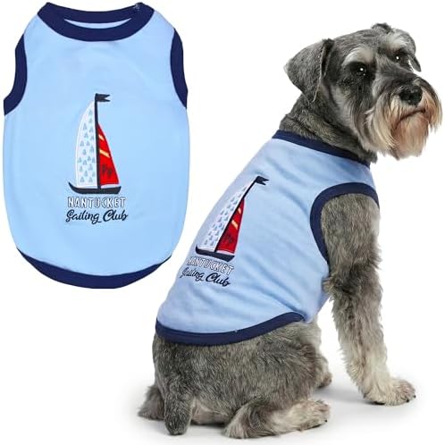 Parisian Pet Dog Shirt – 100% Cotton Shirts for Large Dogs – Nautical Sleeveless Puppy Vest – Lightweight and Breathable Pet Apparel – Pullover Summer Dog Clothes - Stretchy Funny T Shirts for Dogs