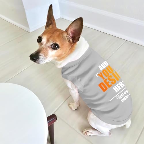 Custom Dog Shirt,Personalized Pet Vest Apparel with Name Text Photo Image,Lightweight Breathable PuppysKitten Variousize,Gray