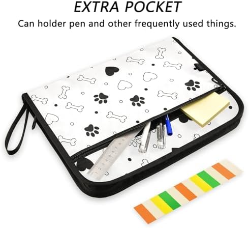 Pet Valentines Paw White Print 13-Pocket Accordion File Organizer, Water-Resistant Document Folder with Labels, Portable Expanding File Box for Home Office School, A4 Size