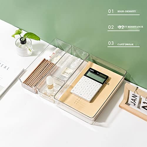 VALINK Clear Plastic Drawer Organizer, Desk Drawer Dividers Refrigerator Organizer Bins Clear Organizing Bins Plastic Storage Small Box, Makeup Organizer Drawers Storage Small Square Box