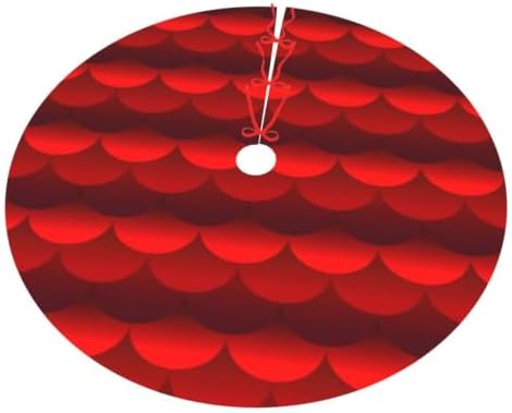 Christmas Tree Skirt, Soft Polyester Xmas Tree Skirts with Ribbon Ties, Rustic Farmhouse Holiday Party Decorations Hot Red Squama Mermaid Tail Marine Traditional Roof Sea Waves Asian Fish 36"