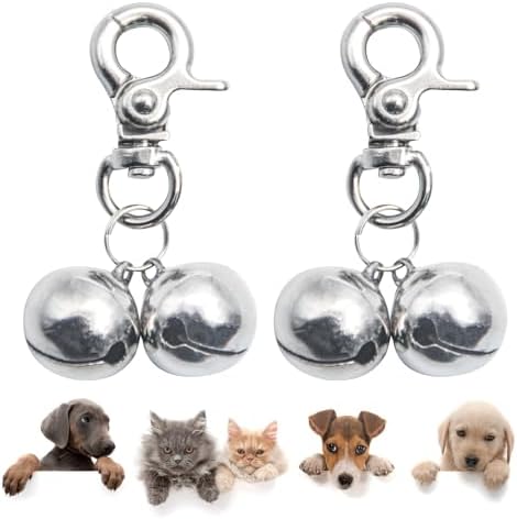 SCENEREAL Bells for Dog Collars - 2 Pack Pet Hanging Ring Bell Accessories for Dog & Cat, Pet Pendant Collar Charm with Heavy Duty Snap Clips