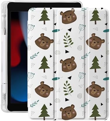Cute Lovely Bear Case for 10.5" iPad Pro(2017)/iPad Air 3, Clear TPU Smart Stand Back Cover with Pencil Holder, Auto Wake/Sleep Foldable Shockproof Protective Case