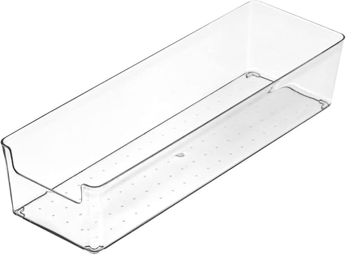 GOTOTOP Drawer Organizers, Transparent PET Drawer Storage Trays, Stackable Divider Box for Kitchen Bathroom Office Bedroom, Visible Classified Storage for Daily (Large Rectangle Box)