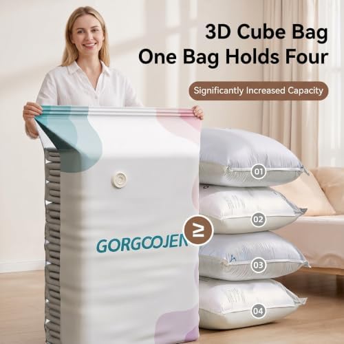 No Pump Vacuum Storage Bags,2026 New Large Vacuum Storage Compression Bags,3D Vacuum Storage Bags For Clothes(3PCS,L)