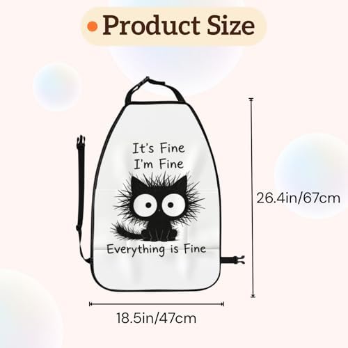 Car Seats Back Protector 2 PCS - Fine Cat | with 3 Storage Pockets, Shield Seats From Dirt, Mud Scratches, Fits Cars SUVs Trucks and Jeeps