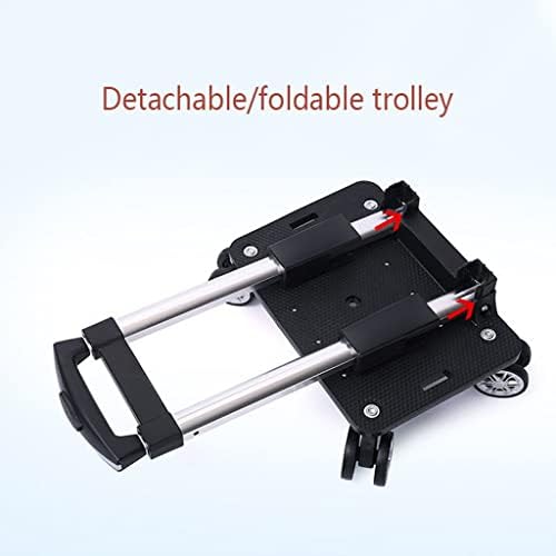 Portable Collapsible Grocery Cart 4/5 Wheel Aluminum Alloy Trolley Foldable Pulling Rod Carrier for Students Pet Bags Heavy Duty Load Bearing Easy Storage