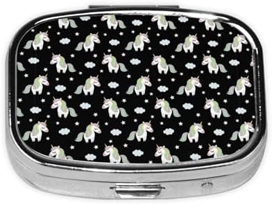 Leakproof Pill Box Fish Oil Organizer Portable Medicine Case Hiking Camping Outdoor Essentials, Rainbow Unicorn Star Black