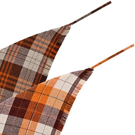 Fall Dog Bandana Autumn Thanksgiving Plaid Reversible Triangle Bibs Scarf