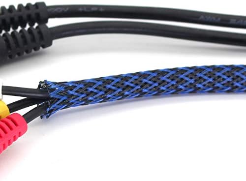 Black-Blue PET Expandable Sleeving Cord Protector Wire Loom Tubing Cable Sleeve for USB Charger Cable Power Cord Audio Video Cable Can Protect Cat Dog from Chewing Cords