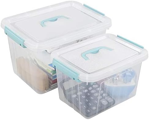 Gloreen 12 Quart & 6 Quart Clear Storage Bins with Lid, Multipurpose