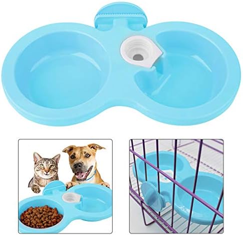 Zerodis Puppy Double Bowl, Bite-Resistant, Non-Toxic, Stainless Steel Dog Feeder, Hanging Design, Blue
